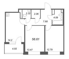 2 ккв № 326 Корп.: 1 , Секция 7  в ЖК Дом на Курской