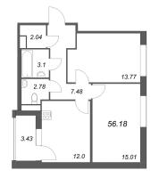 2 ккв № 361 Корп.: 1 , Секция 8  в ЖК Дом на Курской
