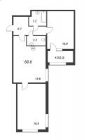 2 ккв № 115 Дом: 28 Корп.: 1 , Секция 2  в ЖК Domino