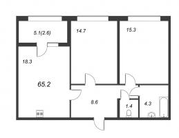 2 ккв № 208 Дом: 28 Корп.: 1 , Секция 4  в ЖК Domino