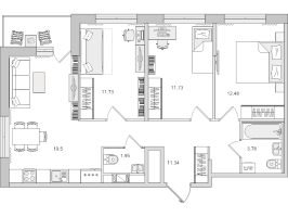 4 ккв (Евро) № 832 Корп.: 2.4 , Секция 1  в ЖК Dreamline
