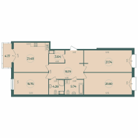 4 ккв (Евро) № 3 Корп.: 1 , Секция 1  в ЖК Дуалист