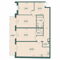 4 ккв (Евро) № 28 Корп.: 1 , Секция 2  в ЖК Дуалист