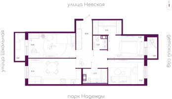 3 ккв № 25 Корп.: 1 , Секция 1  в ЖК Дубровка.Park