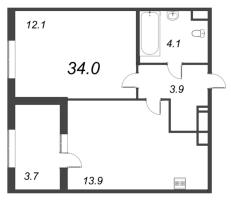 1 ккв № 200 Корп.: 1.1 , Секция 8  в ЖК Дубровский