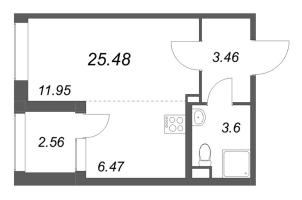 Студия № 128 Корп.: 2.1 , Секция 6  в ЖК Дубровский