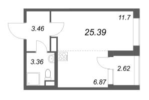 Студия № 42 Корп.: 2.4 , Секция 2  в ЖК Дубровский