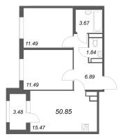 3 ккв (Евро) № 63 Корп.: 2.2 , Секция 3  в ЖК Дубровский