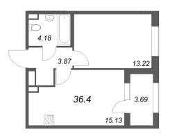 2 ккв (Евро) № 132 Корп.: 2.4 , Секция 6  в ЖК Дубровский