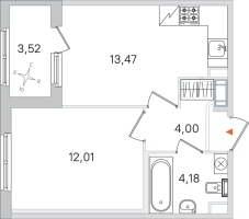 1 ккв № 97 Корп.: 2.2 , Секция 4  в ЖК Дубровский