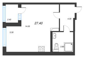 Студия № 196 Корп.: 1.2 , Секция 8  в ЖК Дубровский