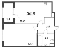 2 ккв (Евро) № 46 Корп.: 1.1 , Секция 2  в ЖК Дубровский