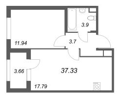 2 ккв (Евро) № 82 Корп.: 2.2 , Секция 4  в ЖК Дубровский