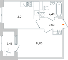 1 ккв № 64 Корп.: 2.3 , Секция 3  в ЖК Дубровский