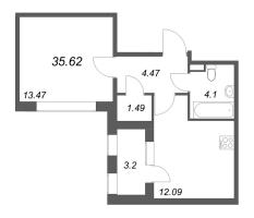 1 ккв № 122 Корп.: 2.4 , Секция 6  в ЖК Дубровский