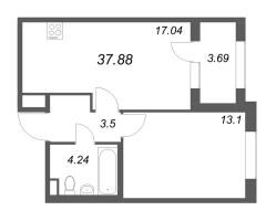 2 ккв (Евро) № 27 Корп.: 2.4 , Секция 2  в ЖК Дубровский