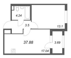 2 ккв (Евро) № 154 Корп.: 2.2 , Секция 7  в ЖК Дубровский