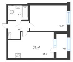 2 ккв (Евро) № 129 Корп.: 2.3 , Секция 5  в ЖК Дубровский