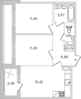 3 ккв (Евро) № 163 Корп.: 2.2 , Секция 7  в ЖК Дубровский