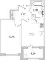 1 ккв № 3 Корп.: 3.2 , Секция 1  в ЖК Дубровский
