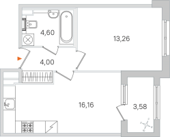 2 ккв (Евро) № 174 Корп.: 3.2 , Секция 9  в ЖК Дубровский