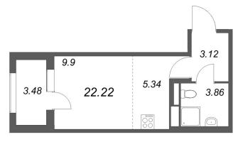 Студия № 189 Корп.: 2.2 , Секция 8  в ЖК Дубровский