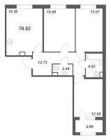 4 ккв (Евро) № 188 Корп.: 2.1 , Секция 8  в ЖК Дубровский