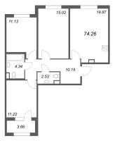 4 ккв (Евро) № 112 Корп.: 2.2 , Секция 5  в ЖК Дубровский