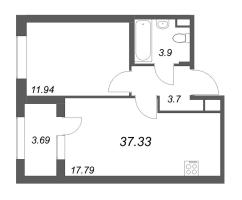 2 ккв (Евро) № 79 Корп.: 2.4 , Секция 4  в ЖК Дубровский