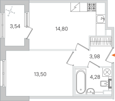 1 ккв № 154 Корп.: 3.2 , Секция 8  в ЖК Дубровский