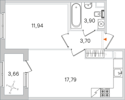 2 ккв (Евро) № 82 Корп.: 2.2 , Секция 4  в ЖК Дубровский