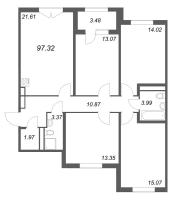 5 ккв (Евро) № 93 Корп.: 2.2 , Секция 4  в ЖК Дубровский