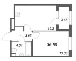 2 ккв (Евро) № 156 Корп.: 2.1 , Секция 6  в ЖК Дубровский