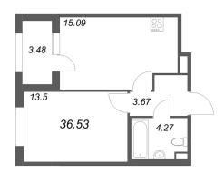 2 ккв (Евро) № 24 Корп.: 2.4 , Секция 2  в ЖК Дубровский