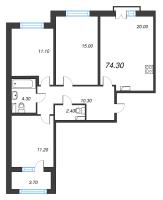 4 ккв (Евро) № 92 Корп.: 1.3 , Секция 4  в ЖК Дубровский