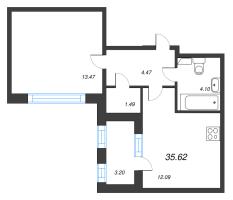 1 ккв № 105 Корп.: 2.3 , Секция 5  в ЖК Дубровский