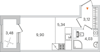 Студия № 30 Корп.: 2.2 , Секция 2  в ЖК Дубровский