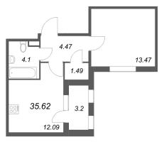 1 ккв № 87 Корп.: 2.2 , Секция 4  в ЖК Дубровский