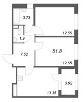 2 ккв № 34 Корп.: 2.1 , Секция 2  в ЖК Дубровский