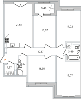 5 ккв (Евро) № 93 Корп.: 2.2 , Секция 4  в ЖК Дубровский