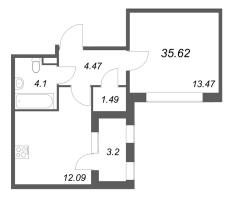 1 ккв № 63 Корп.: 2.1 , Секция 3  в ЖК Дубровский
