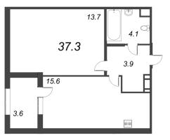 2 ккв (Евро) № 75 Корп.: 1.1 , Секция 3  в ЖК Дубровский