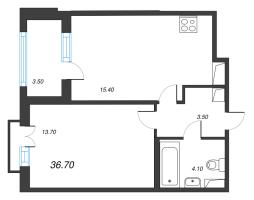 2 ккв (Евро) № 135 Корп.: 1.2 , Секция 6  в ЖК Дубровский