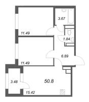 3 ккв (Евро) № 160 Корп.: 2.4 , Секция 7  в ЖК Дубровский