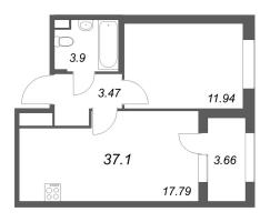 2 ккв (Евро) № 112 Корп.: 2.1 , Секция 5  в ЖК Дубровский