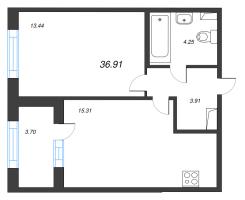 2 ккв (Евро) № 12 Корп.: 2.3 , Секция 1  в ЖК Дубровский