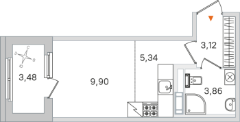 Студия № 189 Корп.: 2.2 , Секция 8  в ЖК Дубровский