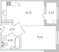 2 ккв (Евро) № 225 Корп.: 3.2 , Секция 11  в ЖК Дубровский