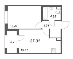 2 ккв (Евро) № 5 Корп.: 2.4 , Секция 1  в ЖК Дубровский