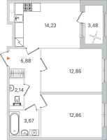2 ккв № 181 Корп.: 2.2 , Секция 8  в ЖК Дубровский
